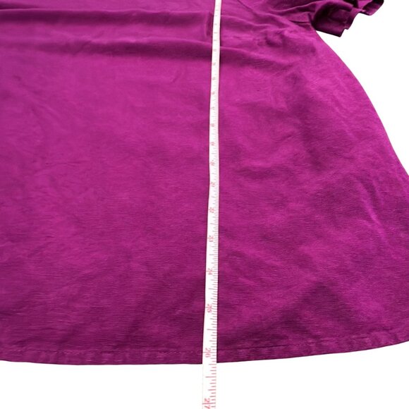 Ava & Viv Shirt Women 1X Pink Linen Blend Short Sleeve Pullover Blouse - Picture 7 of 9